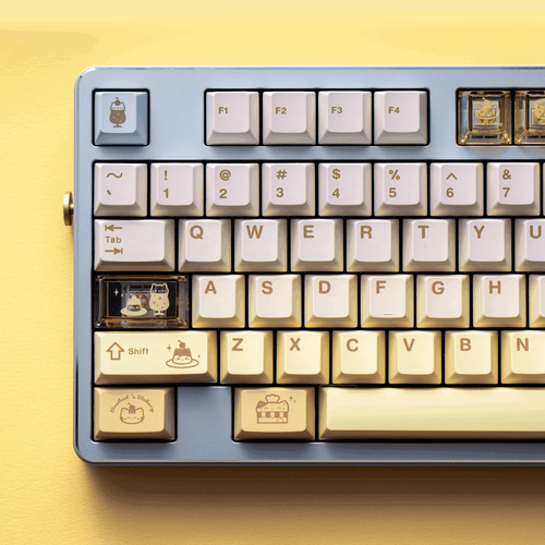 soulcats bakery keycaps 2025 pbt pc transparent dye-sub full set kawaii baking cat croissant oven 140 keys