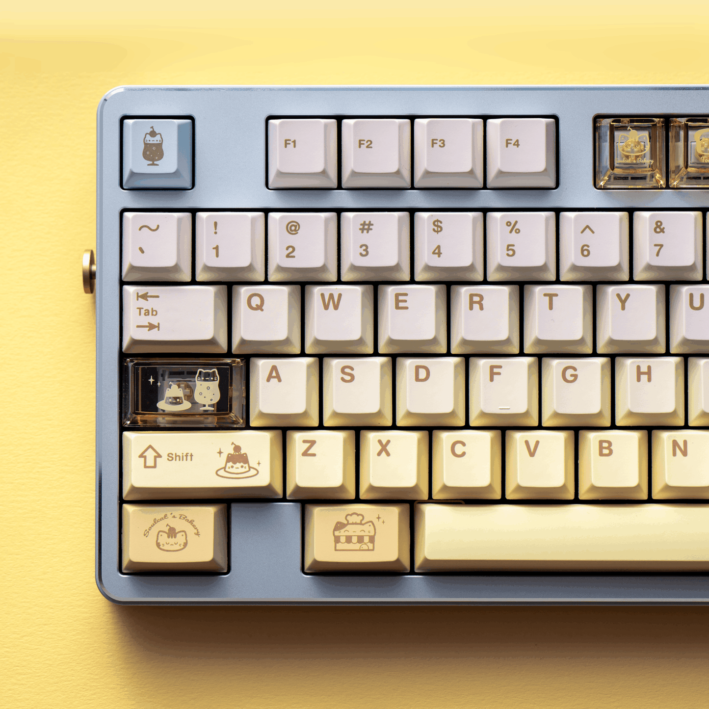 soulcats bakery keycaps 2025 pbt pc transparent dye-sub full set kawaii baking cat croissant oven 140 keys