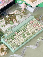Lily of the Valley Keycap Set | Pastoral Sage Green PBT Cherry Profile Keycaps | 131 Keys