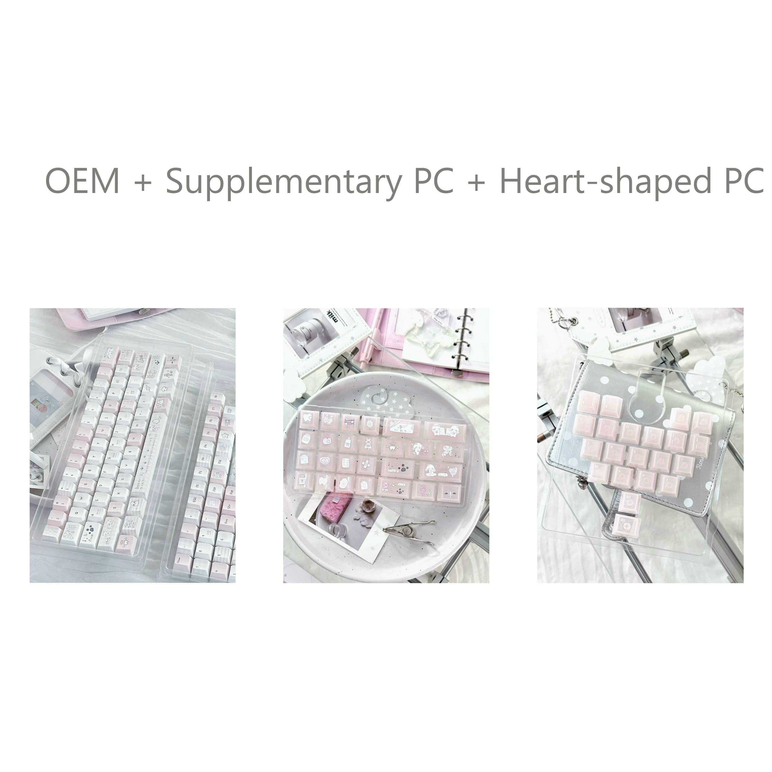 Somnambulism Kawaii Pink & White PBT Keycap Set - 131 keys | ARKTCAT