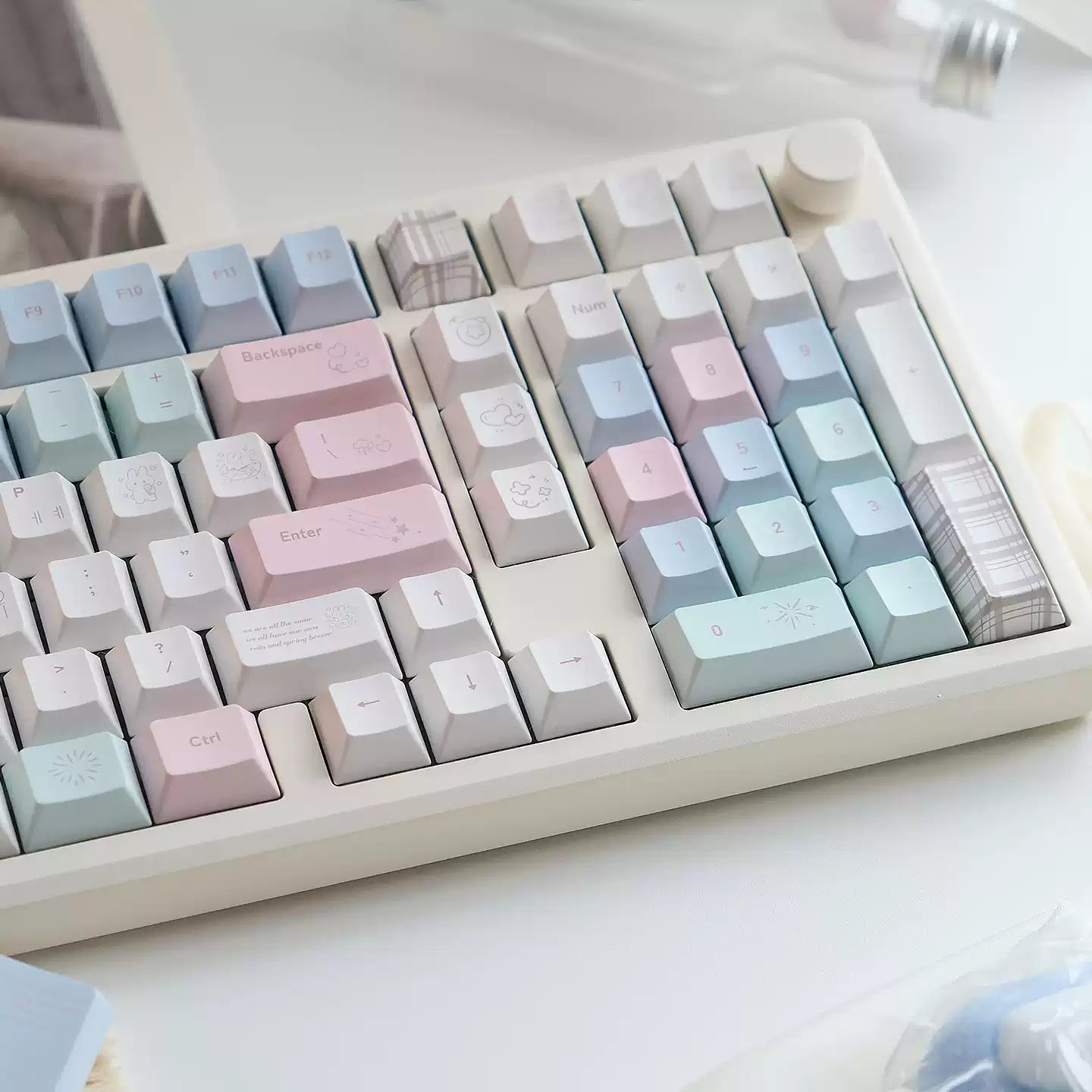 Cheese Bunny Keycap Set | Pastel Bunny Cartoon PBT Keycaps