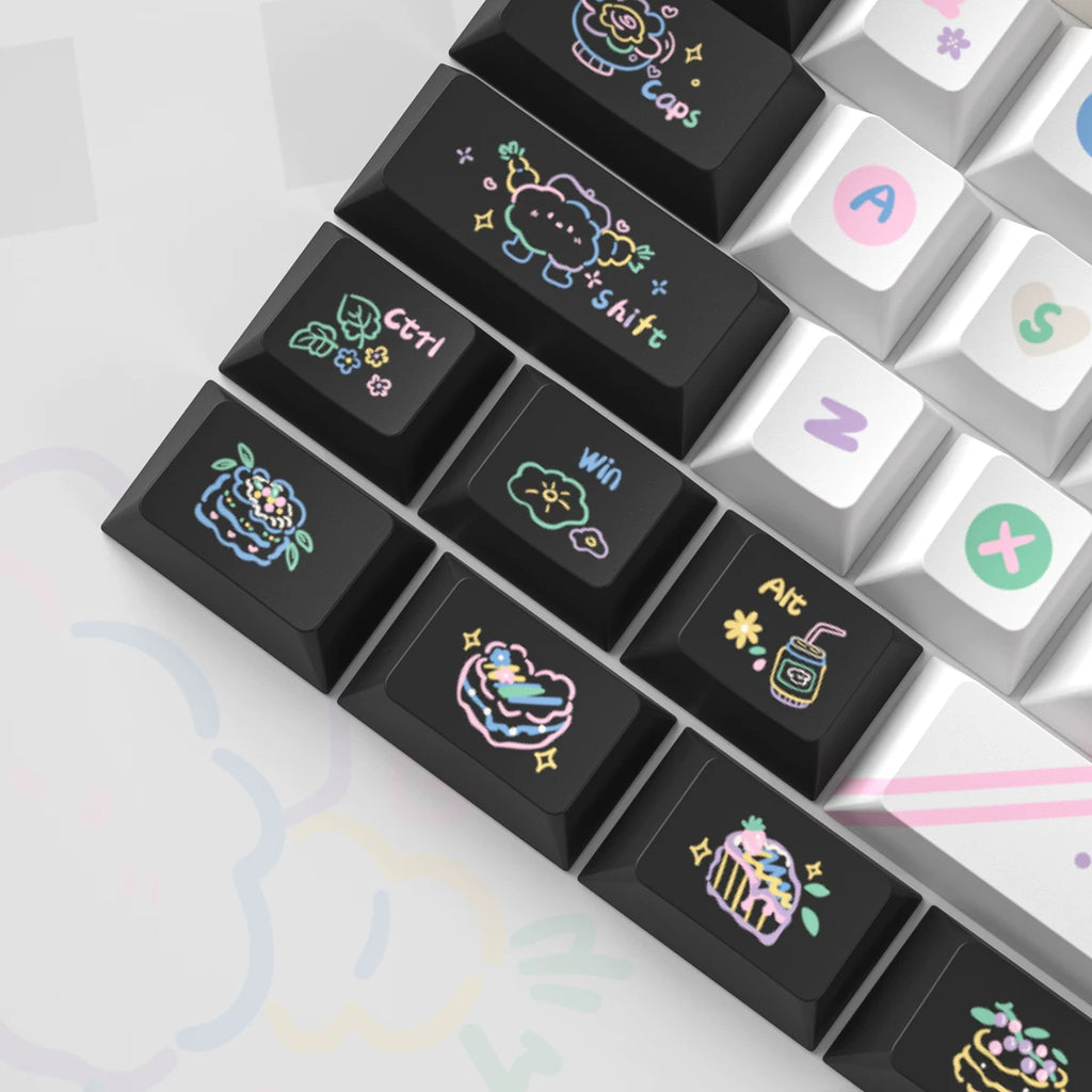 Sweet Cheese Pastry Keycaps Set – 152 Keys Rainbow Pastel PBT Dye-Sub, OEM Profile