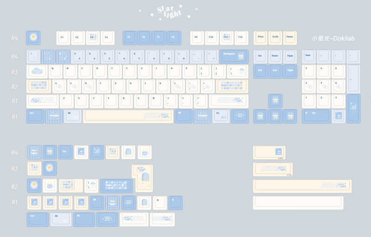 STARLIGHT MINIMALIST BLUE & WHITE PBT+PC KEYCAP SET - CHERRY PROFILE | DOKI LAB