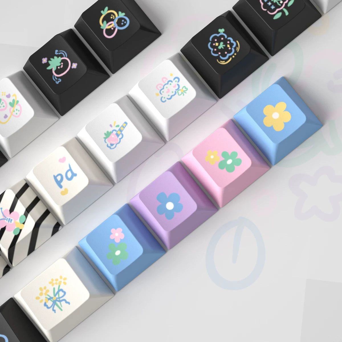 Sweet Cheese Pastry Keycaps Set – 152 Keys Rainbow Pastel PBT Dye-Sub, OEM Profile