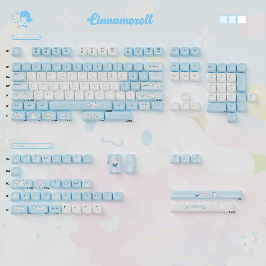 Cinnamoroll Cute Blue Keycap Set – PBT Dye-Sublimation Keycaps for Mechanical Keyboards (MOA & Cherry Profiles)