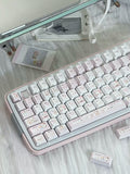 Pink Bunny Chef Keycap Set | Cute Pastel Pink PBT Cherry Profile Keycaps | 131 Keys