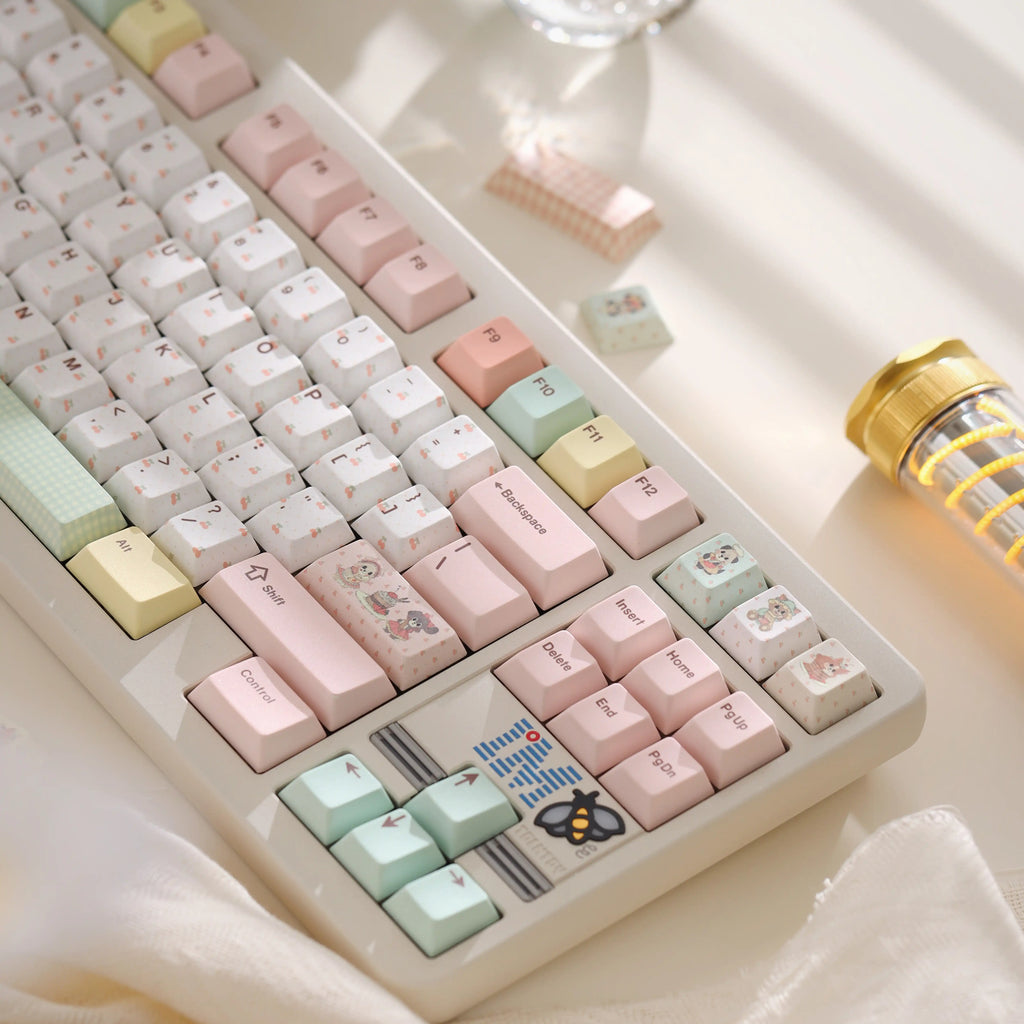 Retro Dessert Shop Keycap Set 🍒🧁- PBT Dye-Sub Kawaii Set | Keyria Labs
