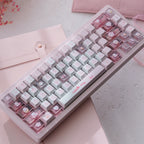 Kawaii Hello Kitty Pastel Pink Keycap Set – PBT Dye-Sublimation & Translucent Frosted PC Novelties (Cherry Profile)