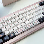 Cute Cat Party Keycap Set – Dark Navy & White PBT Five-Side Dye-Sublimation Keycaps (Cherry Profile)