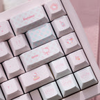 Kawaii Hello Kitty Pastel Pink Keycap Set – PBT Dye-Sublimation & Translucent Frosted PC Novelties (Cherry Profile)