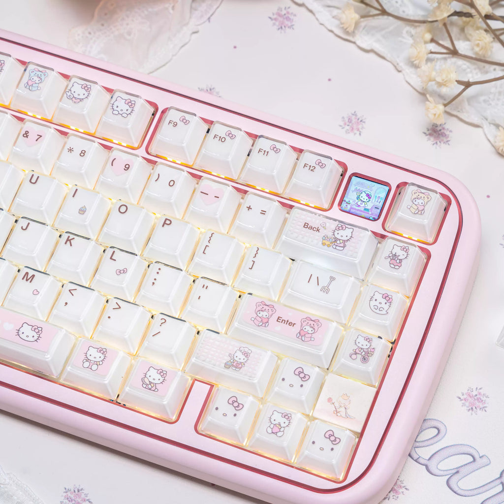 Pink Kitty Cat Cute Transparent Jelly Keycaps | Keyria Labs