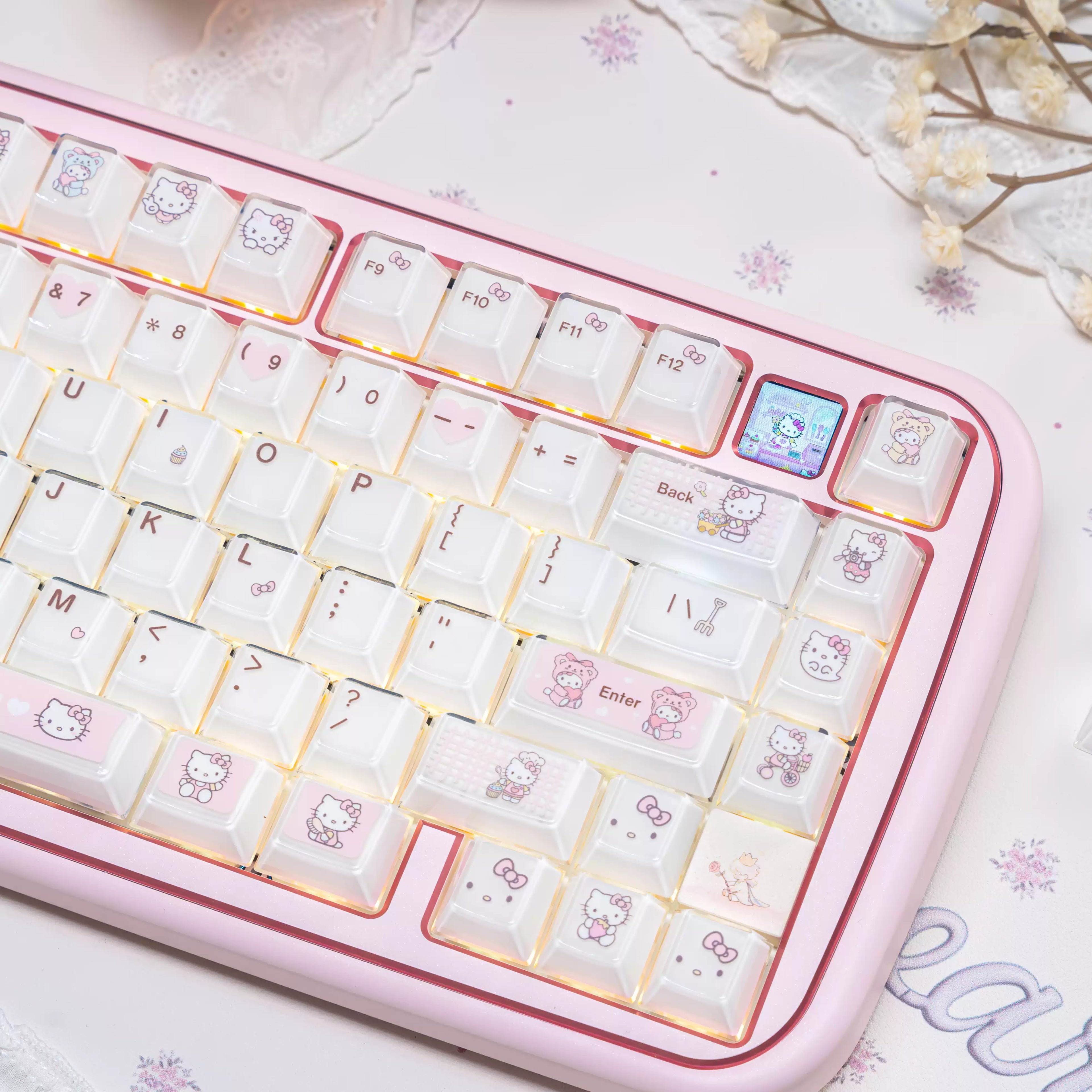 Pink Kitty Cat Cute Transparent Jelly Keycaps | Keyria Labs