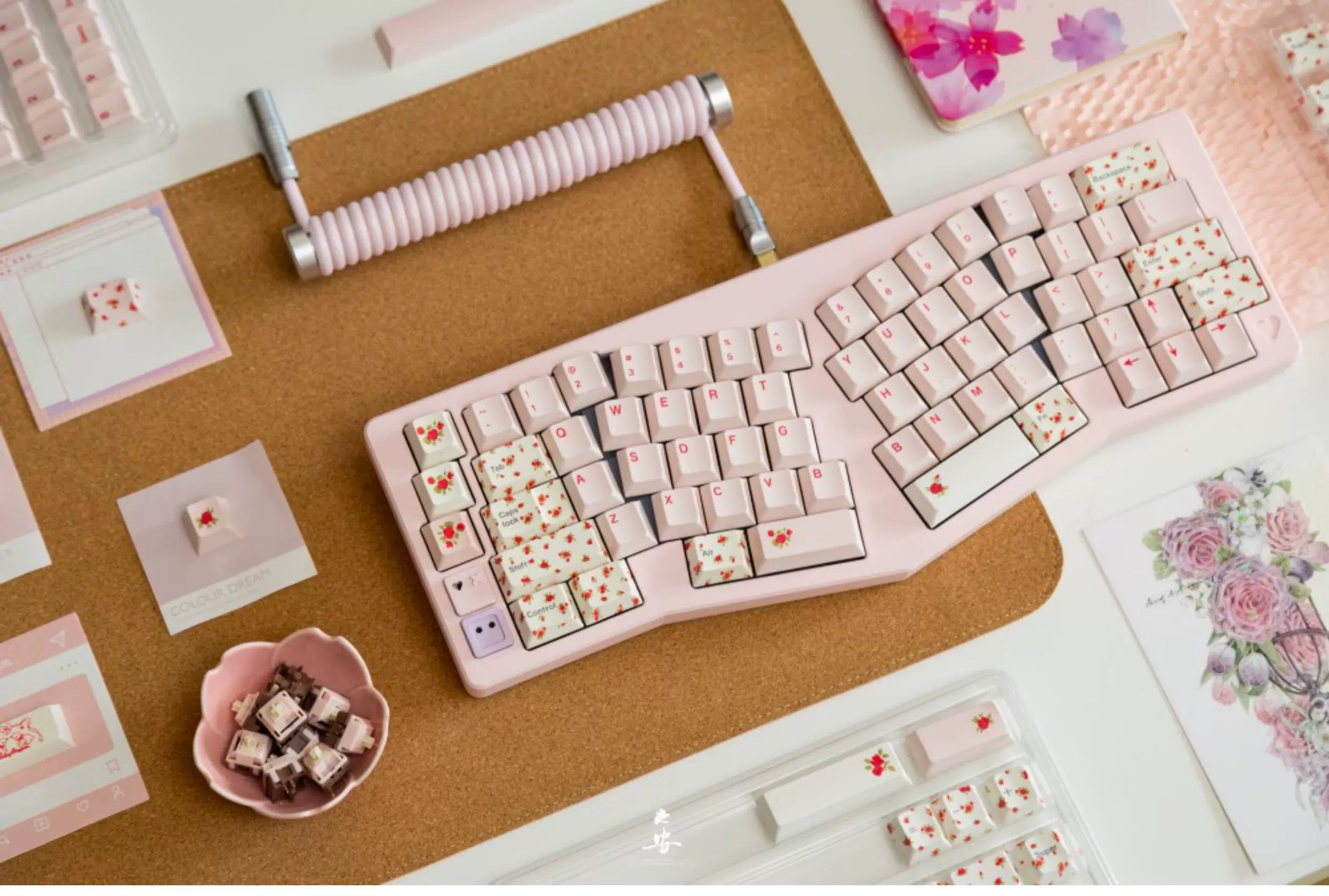 Alessandra Lamb Rose Keycap Set 🌹🐑- PBT Dye-Sub Kawaii Set | Keyria Labs