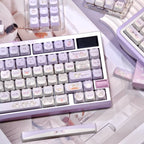 raccoon troop mao profile keycaps 2025 141 keys 5-side dye-sub pbt full set kawaii purple pastel