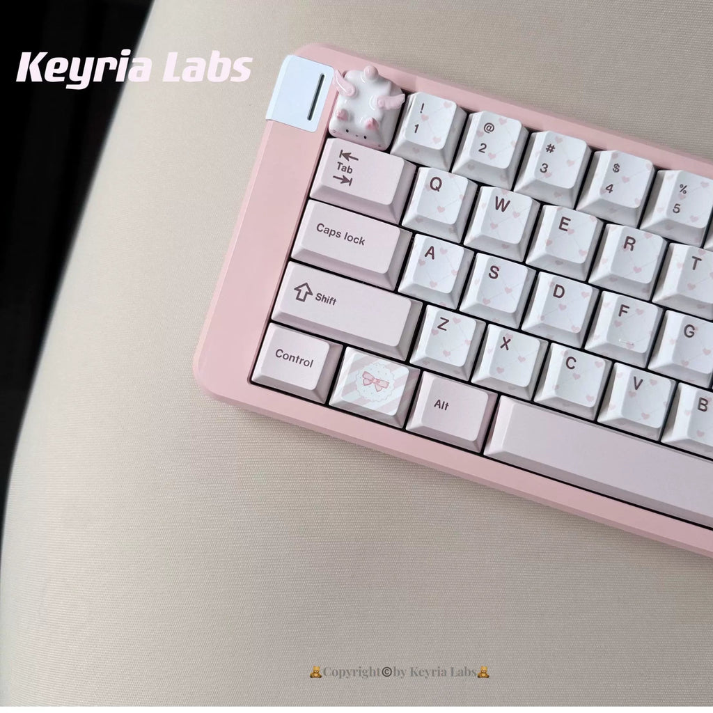 Bear Tea Party Pink Keycaps – PBT Dye-Sub Kawaii Set | Arktcat x Keyria Labs