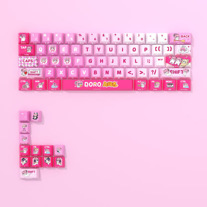 doro keycaps 2025 side printed shine through pbt dye sub pink anime girl full set 140 keys kawaii