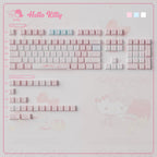 Kawaii Hello Kitty Pastel Pink Keycap Set – PBT Dye-Sublimation & Translucent Frosted PC Novelties (Cherry Profile)