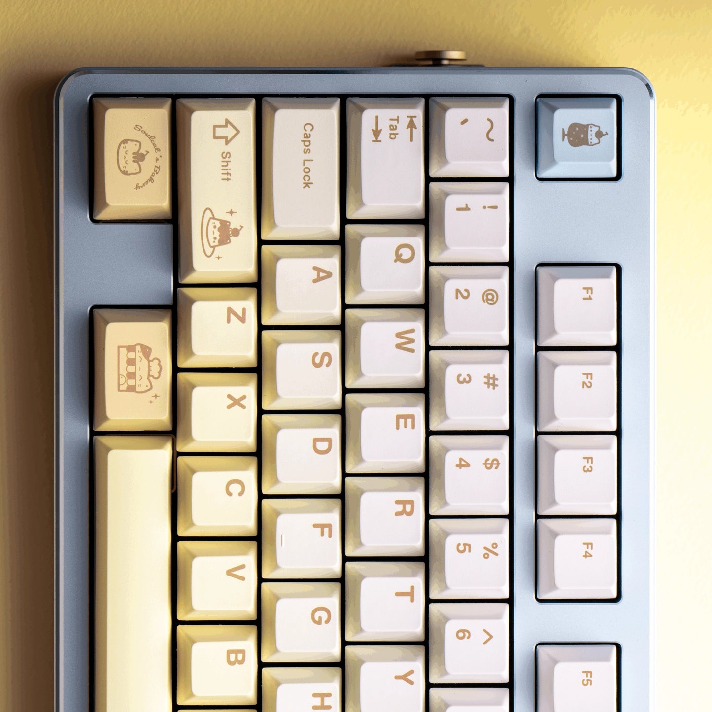 soulcats bakery transparent pc keycaps dye-sub legends closeup rgb shine through baking cat croissant 2025