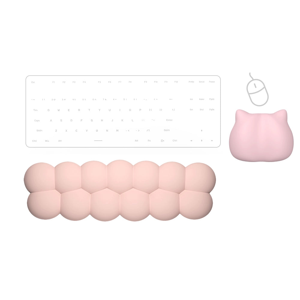Mini Cloud Puff Wrist Rest – Kawaii Memory Foam Keyboard & Mouse Pad Set