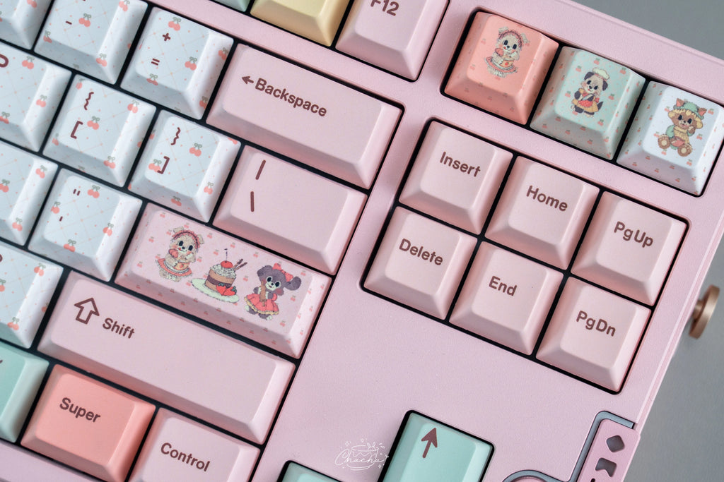 Retro Dessert Shop Keycap Set 🍒🧁- PBT Dye-Sub Kawaii Set | Keyria Labs