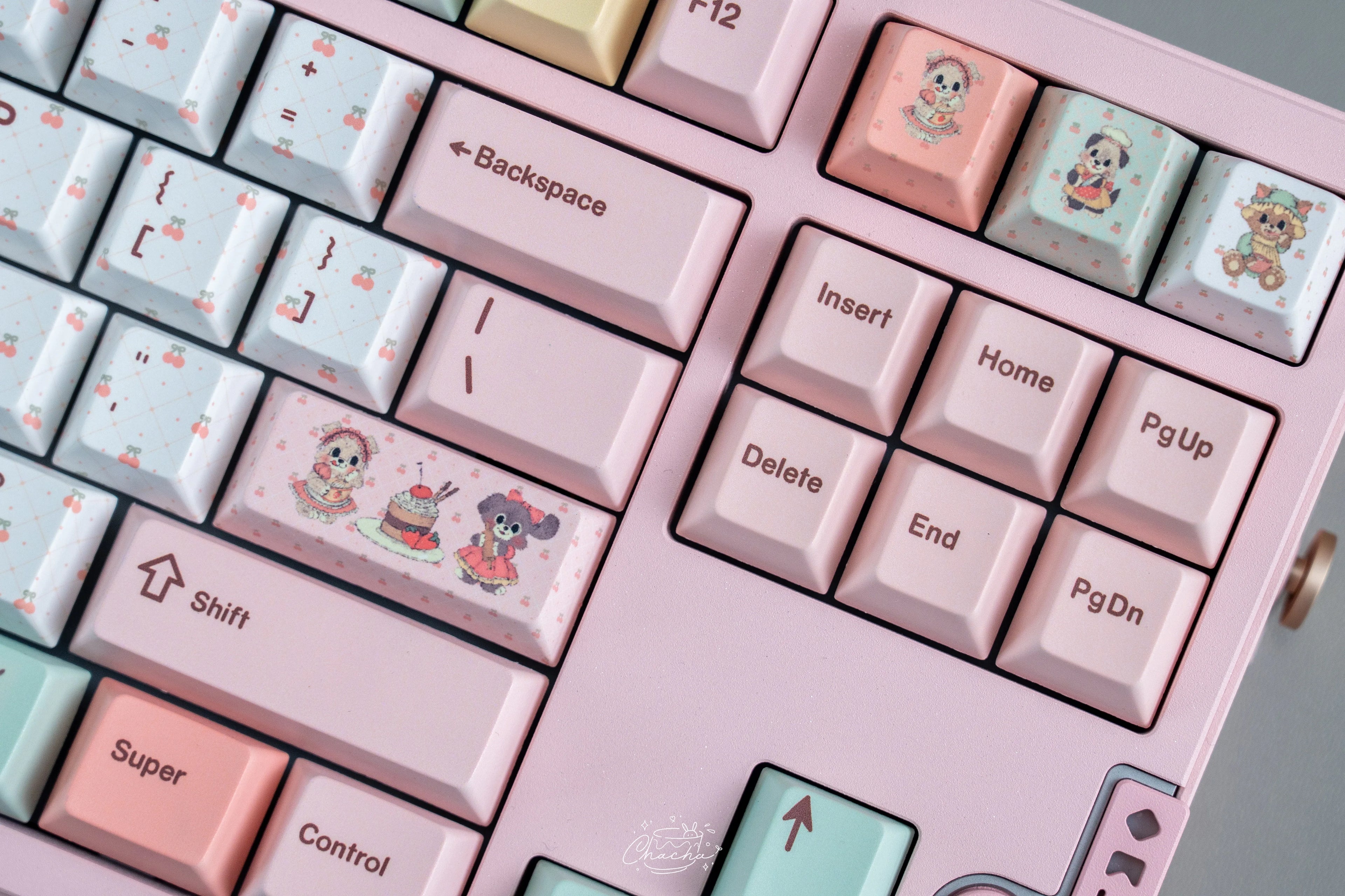 Retro Dessert Shop Keycap Set 🍒🧁- PBT Dye-Sub Kawaii Set | Keyria Labs