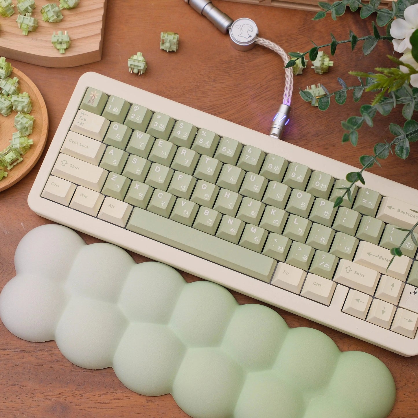 mini cloud puff wrist rest set kawaii memory foam keyboard palm rest mouse pad 65% mechanical keyboard 2025
