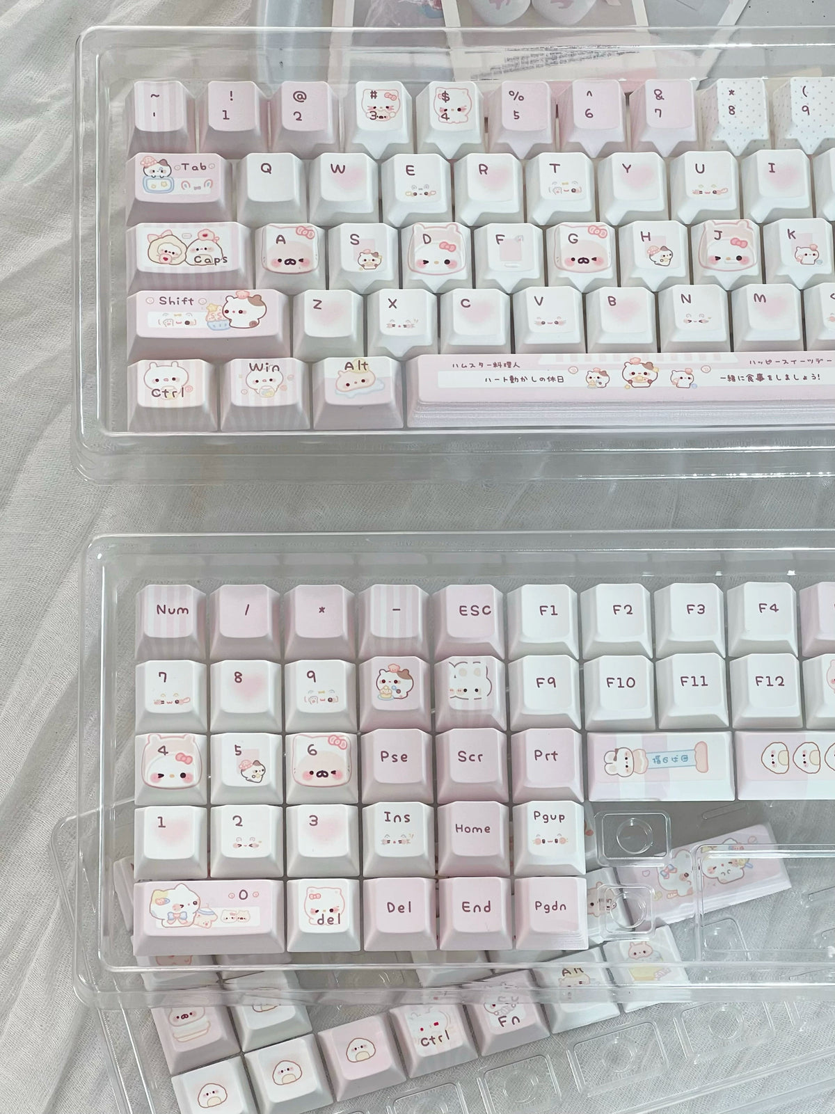 Pink Bunny Chef Keycap Set | Cute Pastel Pink PBT Cherry Profile Keycaps | 131 Keys