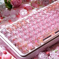 Electronic Cat Keycap Set | MAO Profile Transparent Pink PC Keycaps