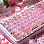 Electronic Cat Keycap Set | MAO Profile Transparent Pink PC Keycaps