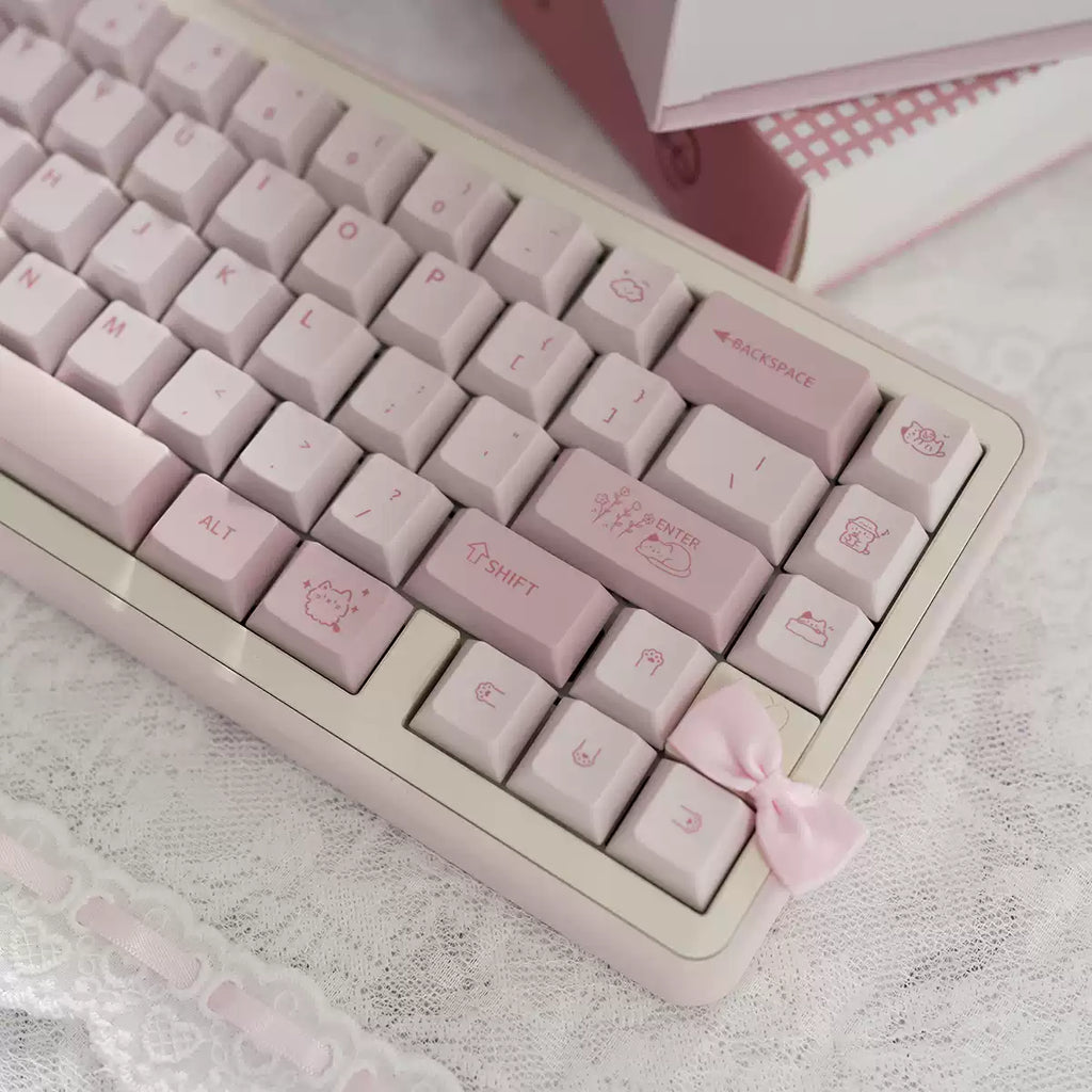 Pink Cat Keycap Set