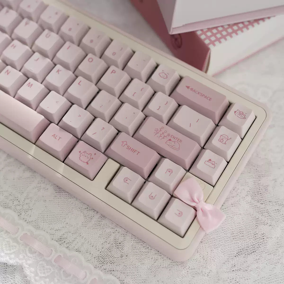 Pink Cat Keycap Set