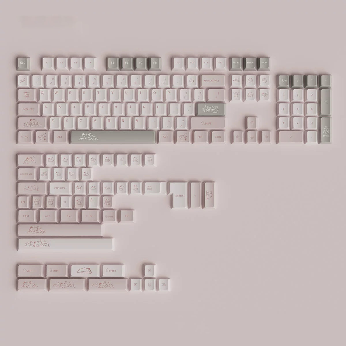 Pink Cat Keycap Set