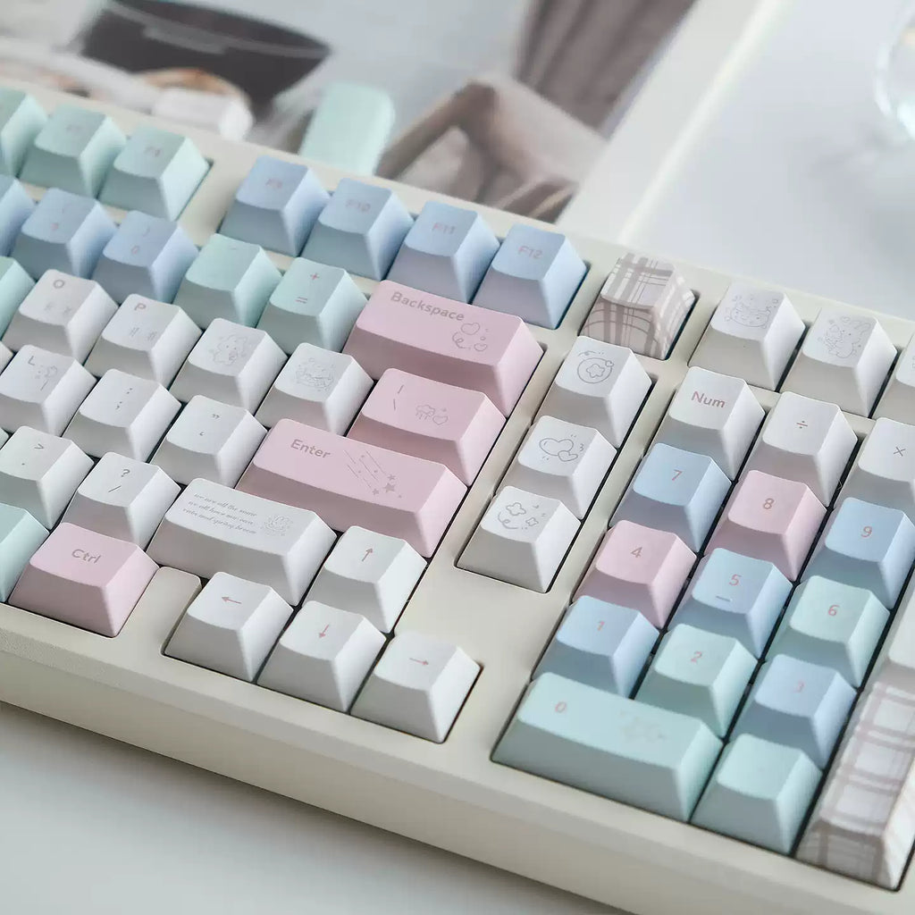 Cheese Bunny Keycap Set | Pastel Bunny Cartoon PBT Keycaps