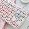 Pink Foundation Jelly Cat Ear Keycap Set – 119-Key Double-Shot ABS & Translucent PC Cute Keycaps (MAO Profile)