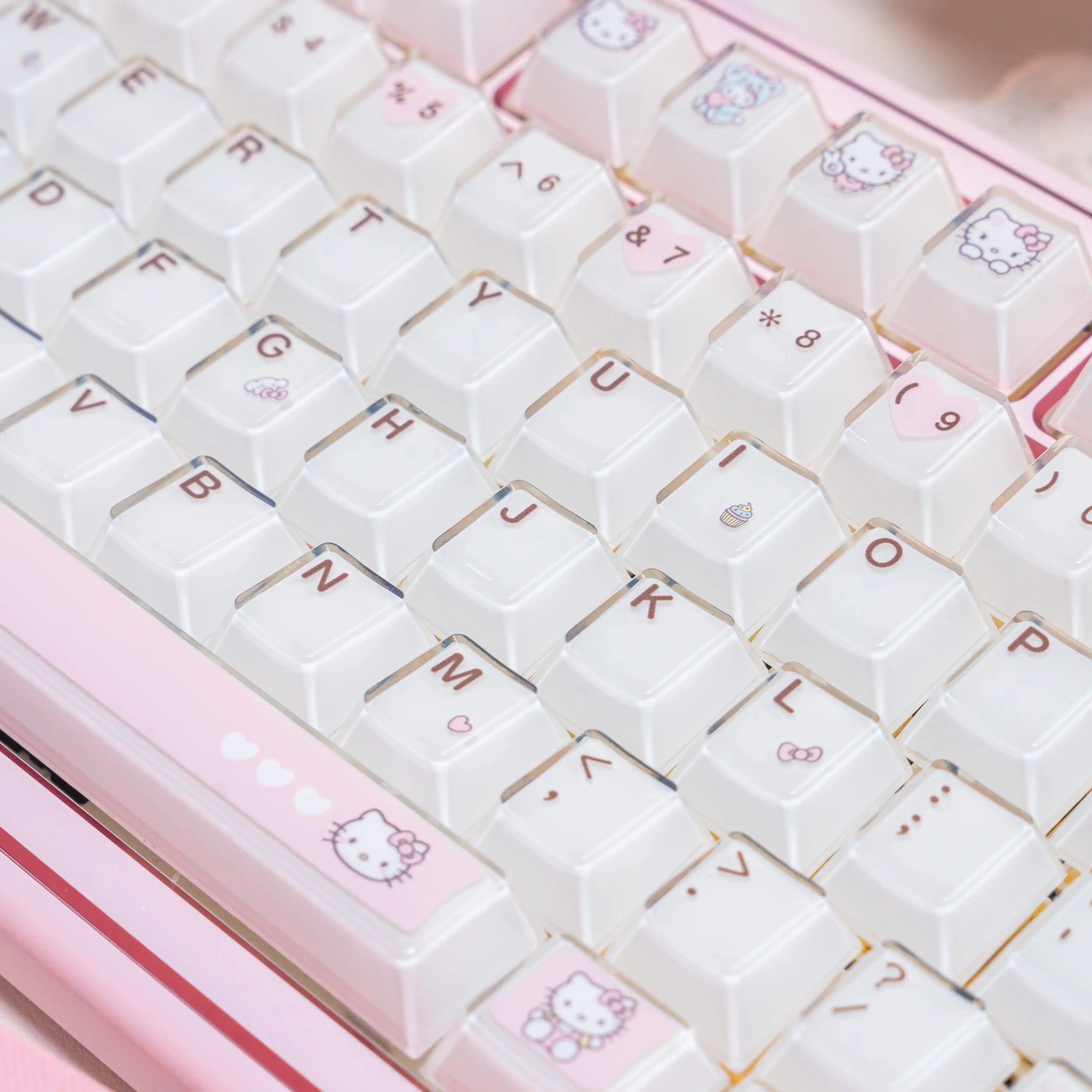 Pink Kitty Cat Cute Transparent Jelly Keycaps | Keyria Labs