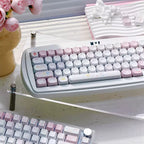 Fairy Garden Keycap Set – Cute Pastel Pink & Milk White PBT Keycaps | U're Lab