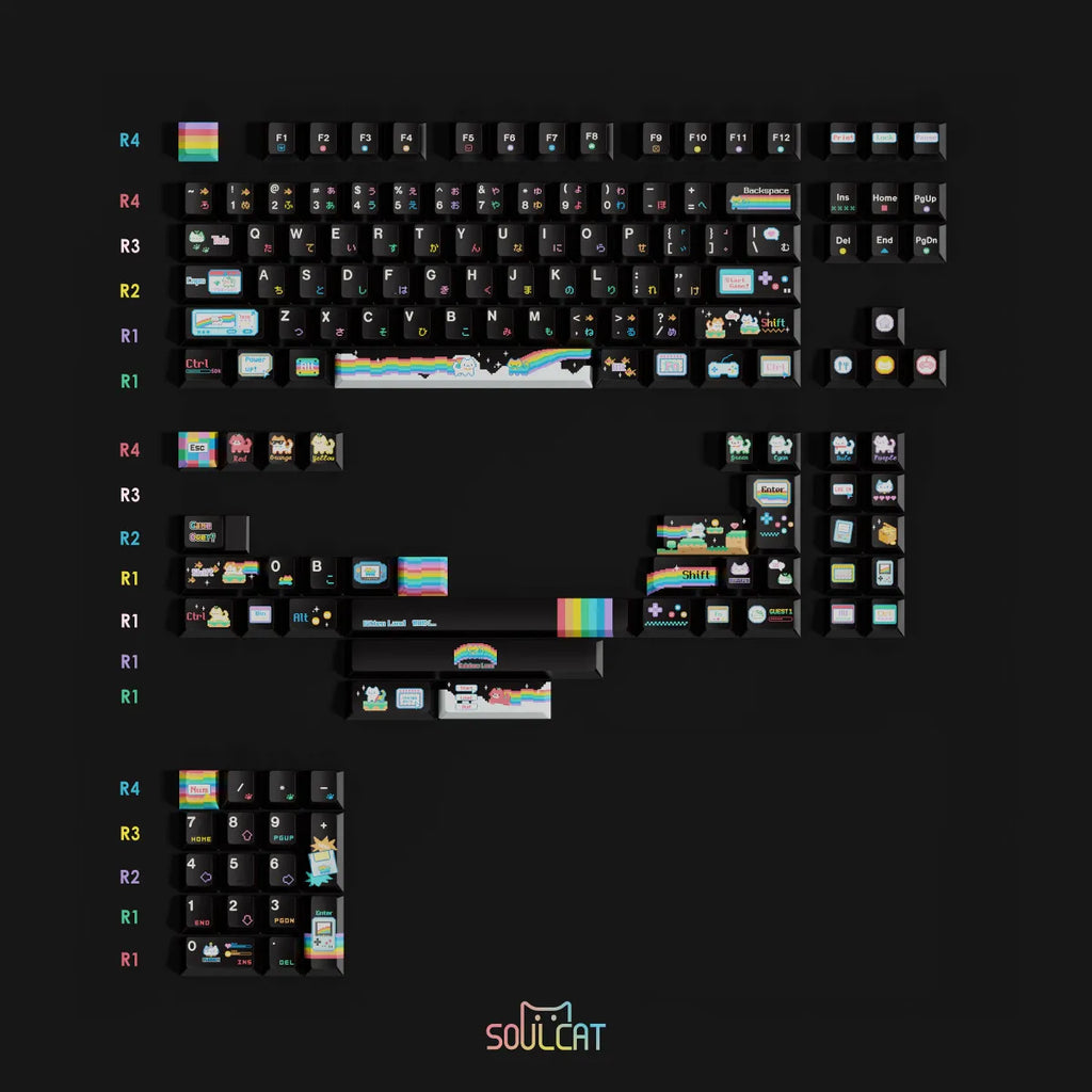 Nyan Cat Rainbow Meow Meow Keycap Set | Cute PBT & Foggy PC Transparent Cherry Profile Keycaps | ARKTCAT x SOULCAT