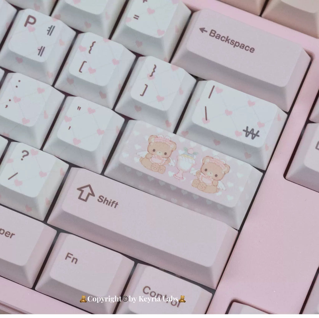 Bear Tea Party Pink Keycaps – PBT Dye-Sub Kawaii Set | Arktcat x Keyria Labs