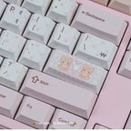 Bear Tea Party Pink Keycaps – PBT Dye-Sub Kawaii Set | Arktcat x Keyria Labs