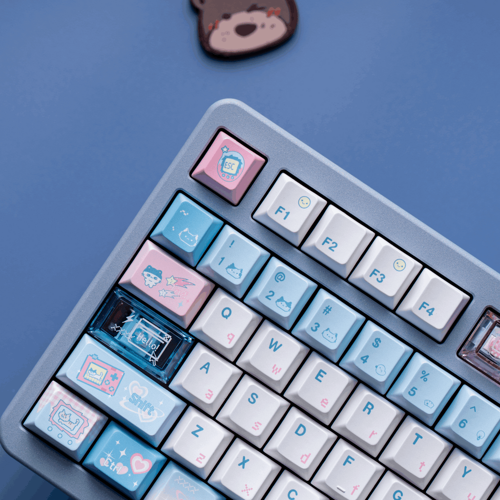 electronic meow meow novelty keycaps cyber cat vr headset circuit board neon paw glitch 2025