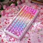 Electronic Cat Keycap Set | MAO Profile Transparent Pink PC Keycaps