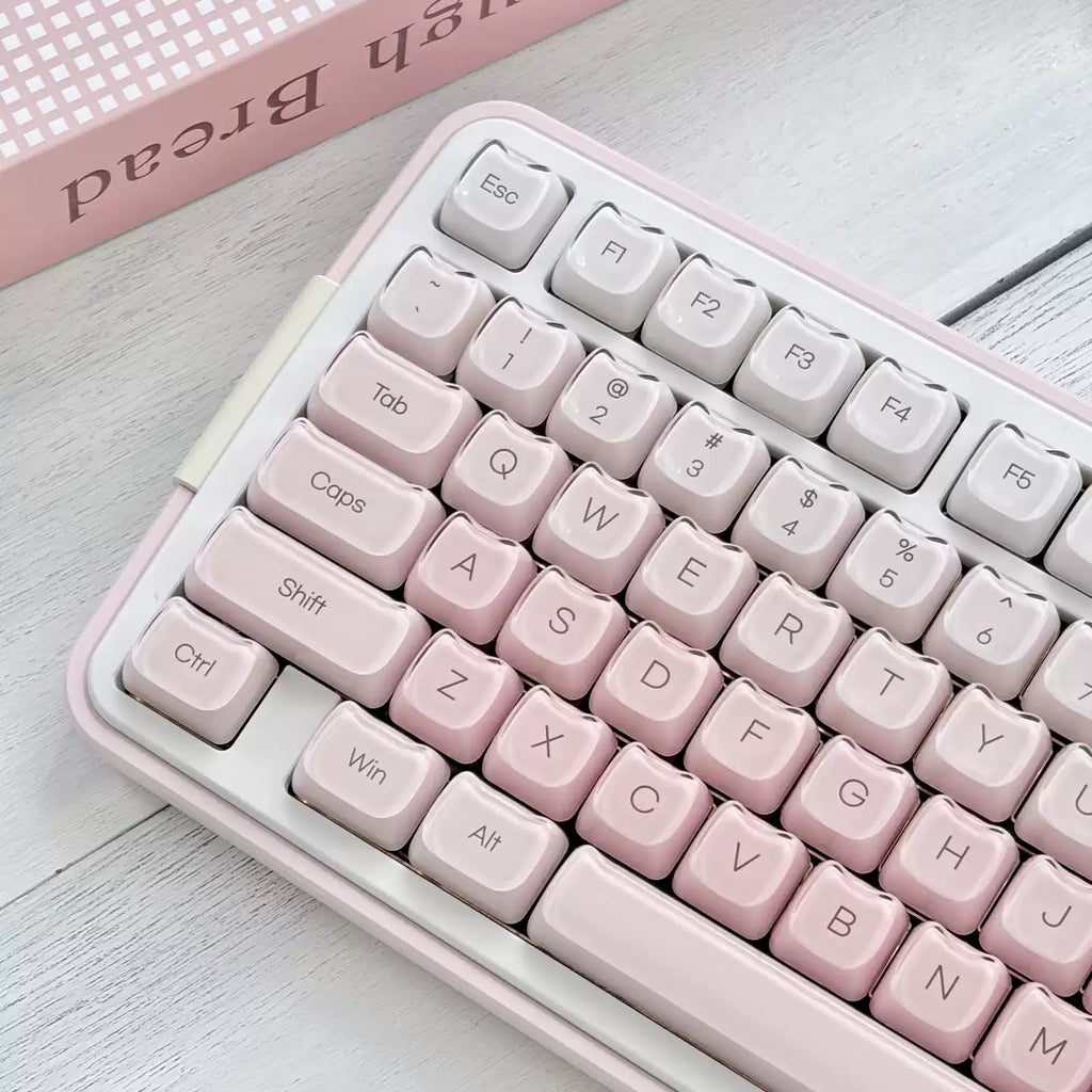 Pink Foundation Jelly Cat Ear Keycap Set – 119-Key Double-Shot ABS & Translucent PC Cute Keycaps (MAO Profile)