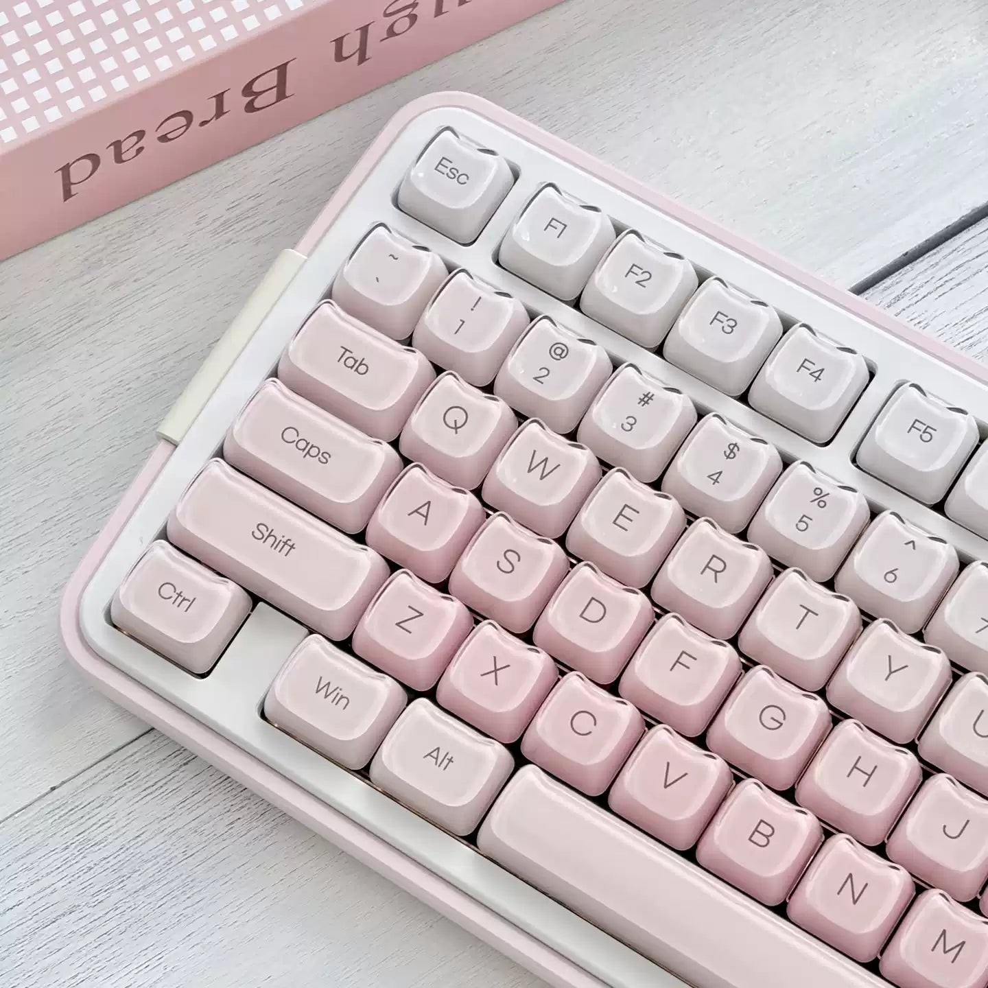 Pink Foundation Jelly Cat Ear Keycap Set – 119-Key Double-Shot ABS & Translucent PC Cute Keycaps (MAO Profile)