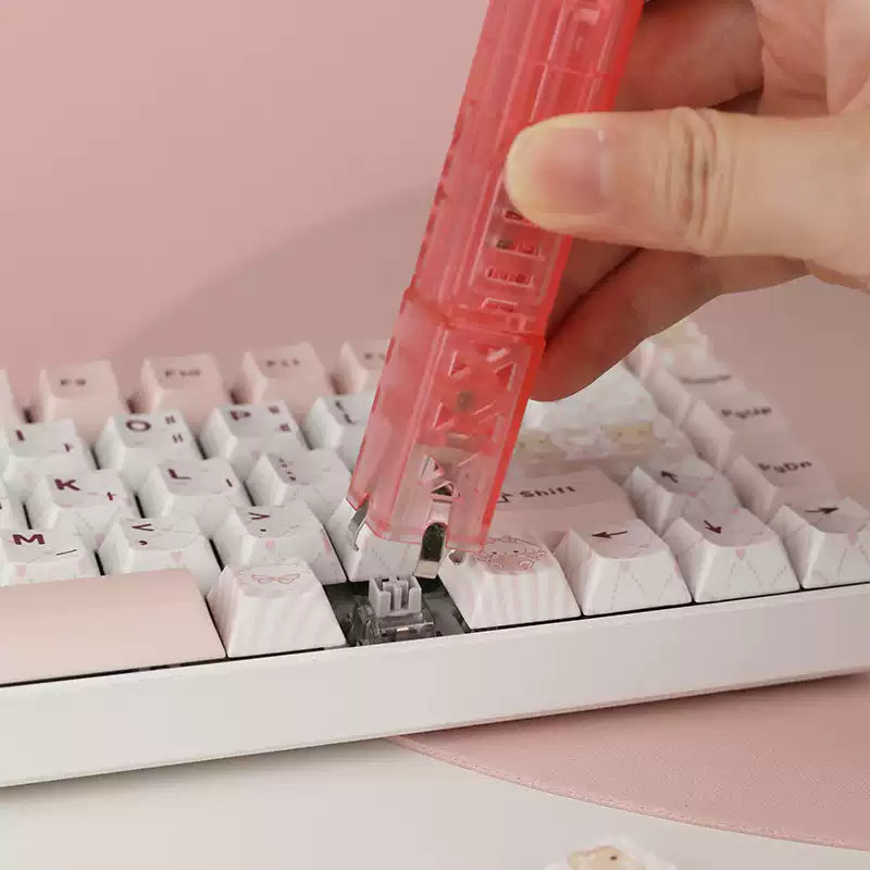 Keycap & Switch Puller Tool 2-in-1 – Pink Translucent Mechanical Keyboard Removal Tool
