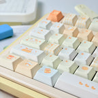 Tangelo Mochi Keycap Set | PBT Dye-Sub Orange Cream Gingham Cute Animal Keycaps | Arktcat x U're
