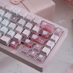 Kawaii Hello Kitty Pastel Pink Keycap Set – PBT Dye-Sublimation & Translucent Frosted PC Novelties (Cherry Profile)