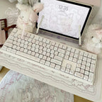 Baby Bunny & Bear Desk Mat | Cute Nursery-Style PU Leather Waterproof Desk Pad for Office & Home