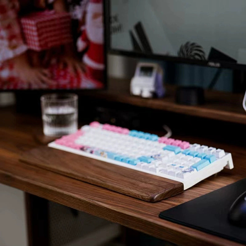 Solid Wood Keyboard Palm Rest ergonomic wrist support for typing and gaming
