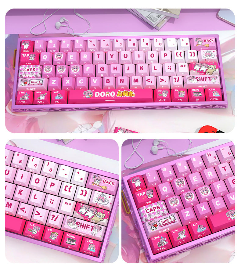 doro novelty keycaps cute cat ear esc enter spacebar pink anime girl theme 2025