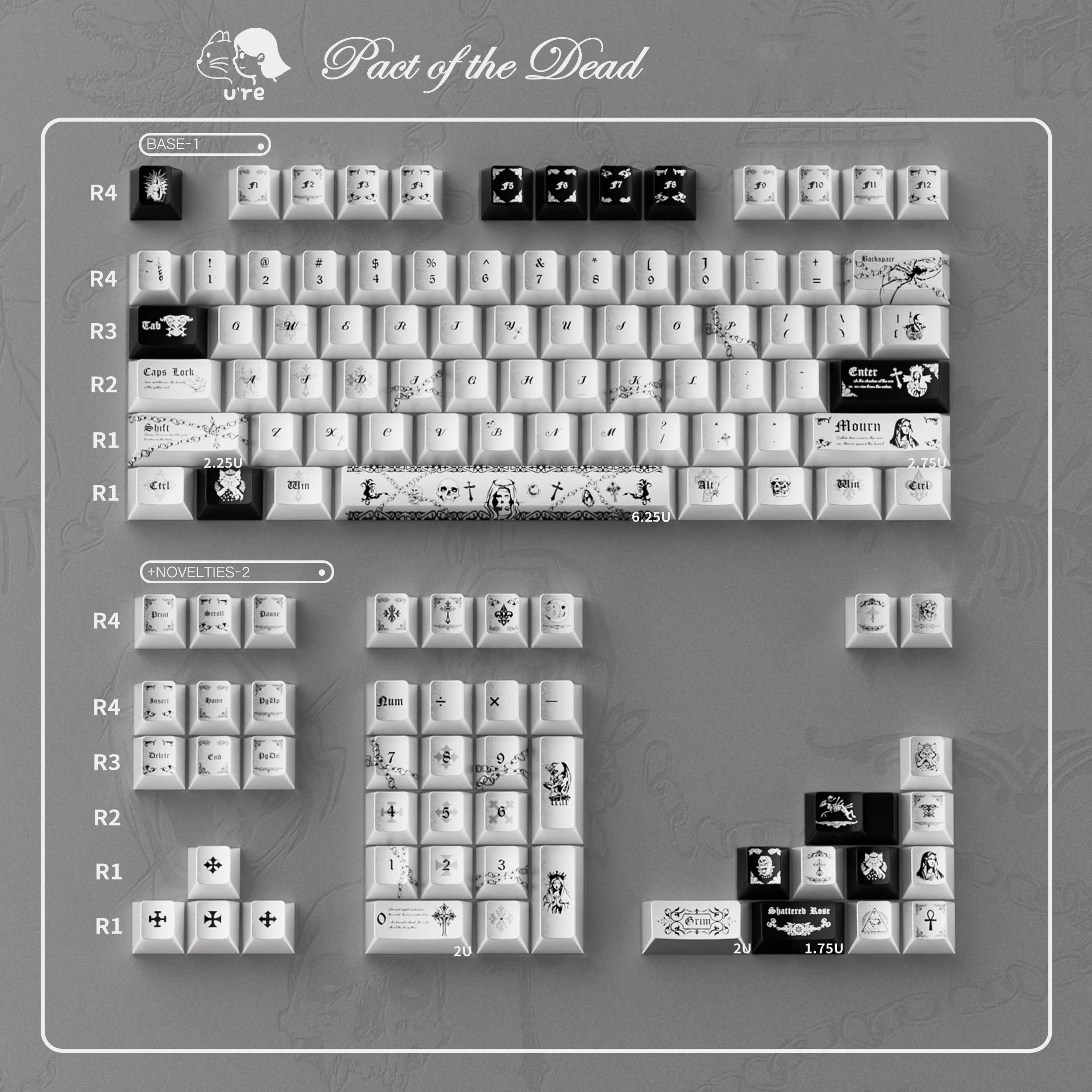 Pact of the Dead Gothic Keycap Set - 121-Key PBT Dye-Sub | Arktcat x U're